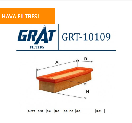 GRT-10109 DOBLO 1.4 HAVA FİLTRESİ