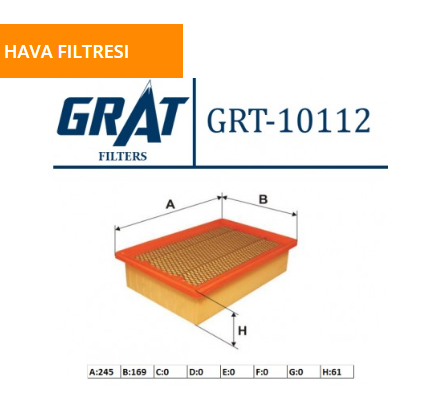 GRT-10112 BRAVO HAVA FİLTRESİ