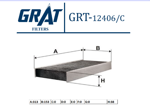 GRT-12406  KABİN FİLTRESİ ( CITROEN : C5  1.6HDI PEUGEOT : 407 1.6 HDI )