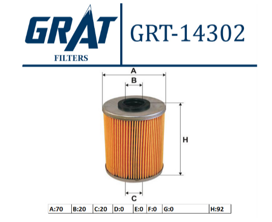GRT-14302 YAKIT FİLTRESİ ASTRA F-G 1.7TD
