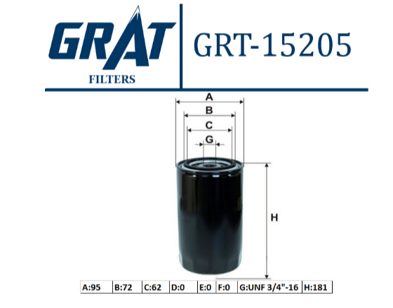 GRT-15205 YAĞ FİLTRESİ ( VW: TRANSPORTER-LT28-35 92-96/T4 96- )