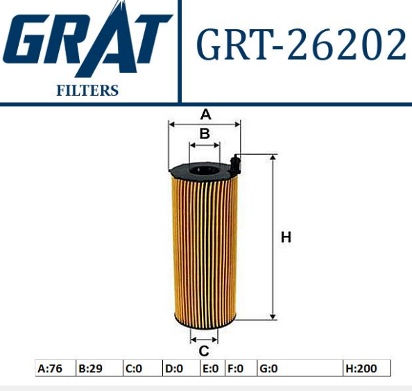 GRT-26202 YAĞ FİLTRESİ AUDİ A6 2.7 TOUAREG TDI