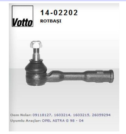VOT-14-02202 ROT BAŞI ( OPEL: ASTRA G/H )