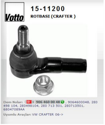 VOT-15-11200 RATBAŞI SAĞ/SOL ( VW: CRAFTER )